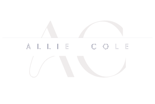 White logo with 'Allie Cole' text on a white background